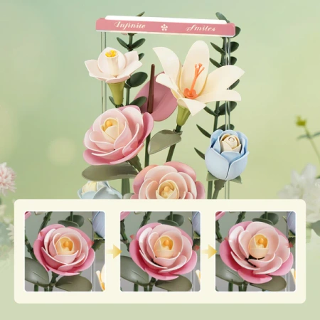Puzzle 3D Květinová kytice - Kvetoucí kytice Box | Model DIY ROKR