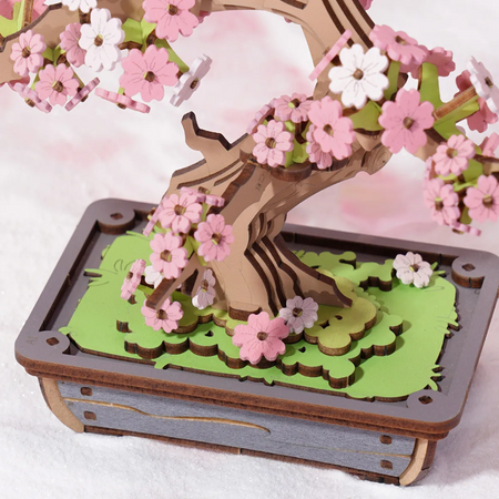 Sakura Bonsai – 3D puzzle Robotime, dřevěná dekorace s motivem japonské třešně