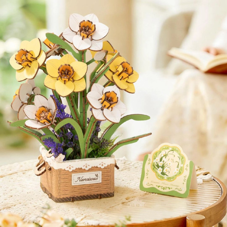 Kytice narcisů – 3D puzzle Rowood, dřevěná, neuvadne