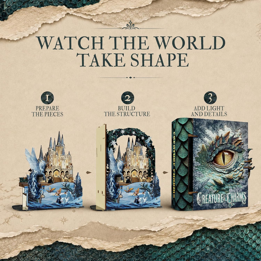Světlo mění vše – Creature Charms – DIY Book Nook Minicity | 3D puzzle Dárek