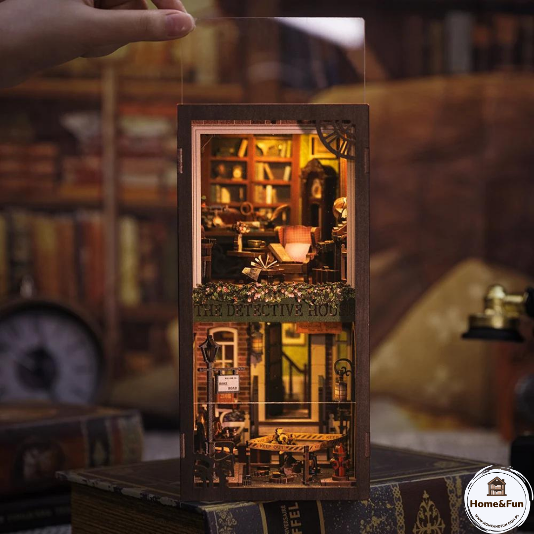 DIY Book Nook - Detective Agency | Cutebee miniaturní domeček – LED osvětlení po setmění