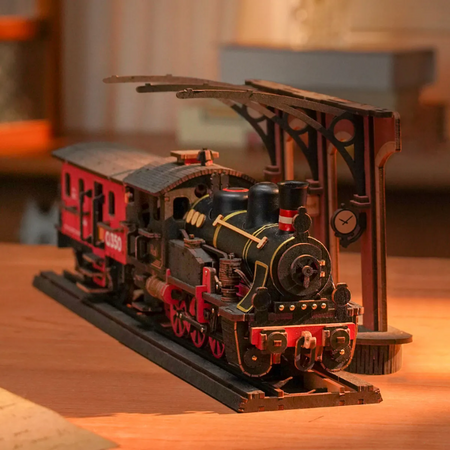 Steam Journey – 3D puzzle Robotime, parní lokomotiva (405 dílků)