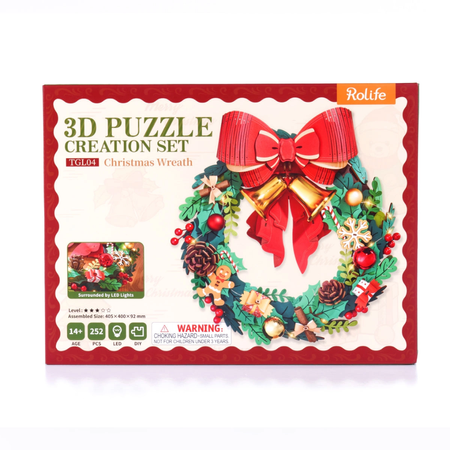 Dřevěná sada Puzzle 3D - Vánoční věnec | Rolife