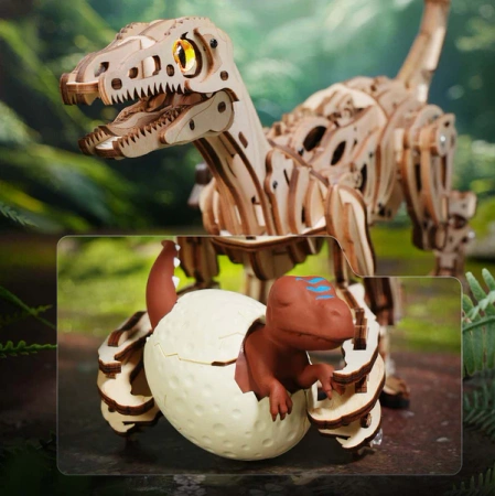 Dřevěná sada Puzzle 3D - Velociraptor | Rokr gift dřevěné puzzle