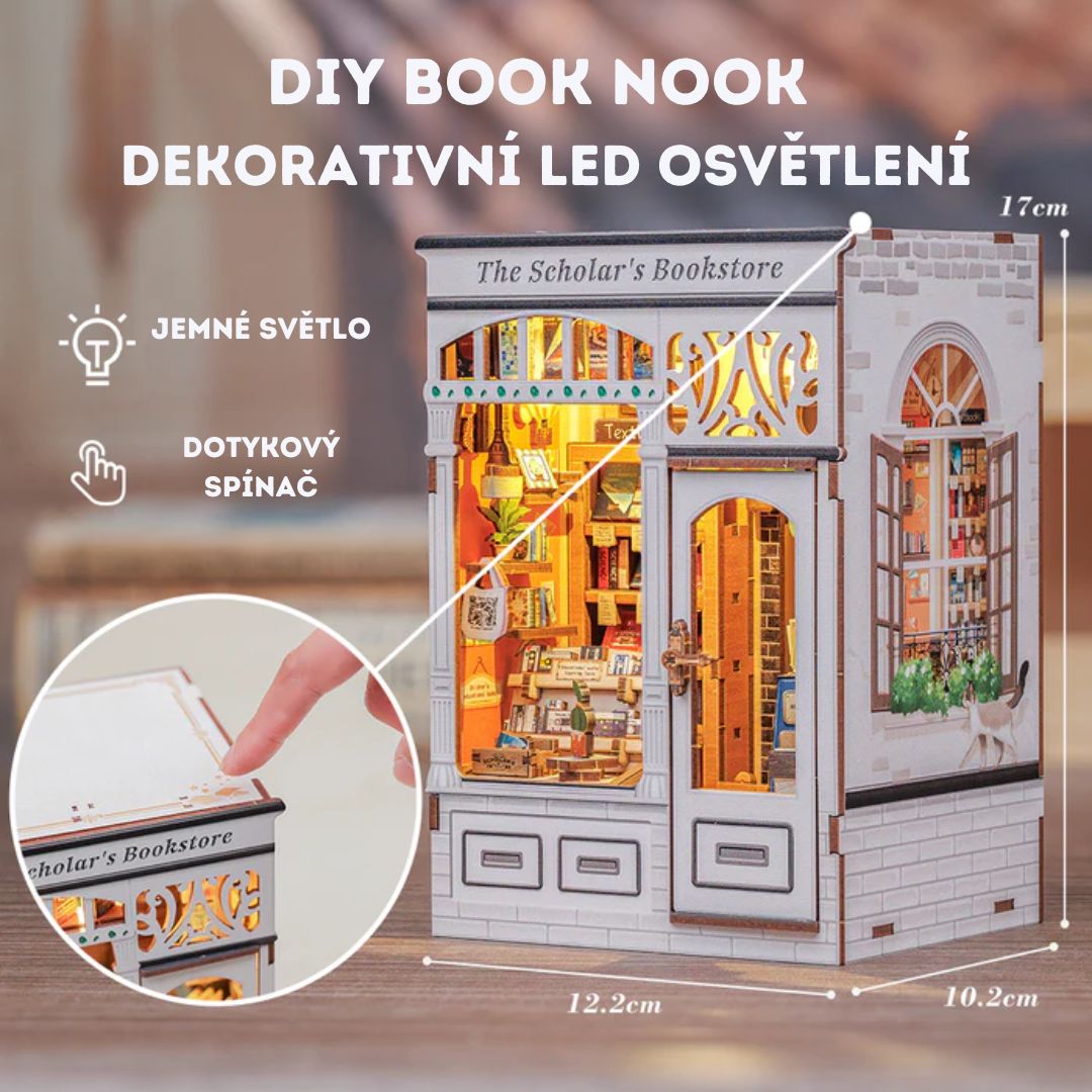 DIY Book Nook - Knihkupectví Schoolar's | Cutebee – rozměry modelu