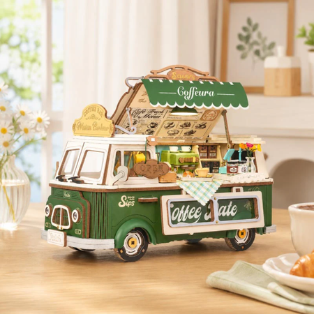Coffee Truck Leo's – 3D puzzle Rolife, pojízdná kavárna s LED