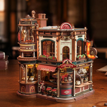Dream Coffee Factory – 3D puzzle Rolife, kavárna s LED (593 dílků)