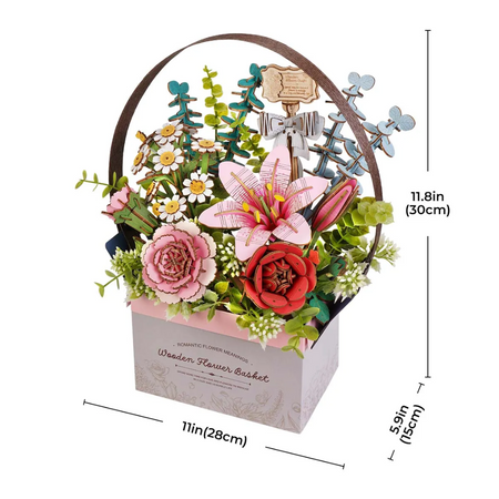 Flower Basket – 3D puzzle Robotime, kytice, která nikdy nezvadne