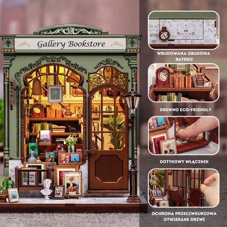 Vánoční sada Book Nook - Galerie Knihkupectví | Cutebee miniaturní 3D puzzle domeček