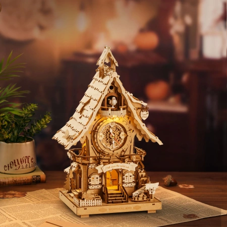 Dřevěná sada Puzzle 3D - Hodiny s kukačkou | ROKR