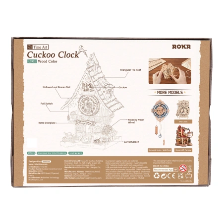Dřevěná sada Puzzle 3D - Hodiny s kukačkou | ROKR