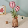 Pink Tulip – 3D puzzle Robotime, dřevěná kytice s hrací skříňkou