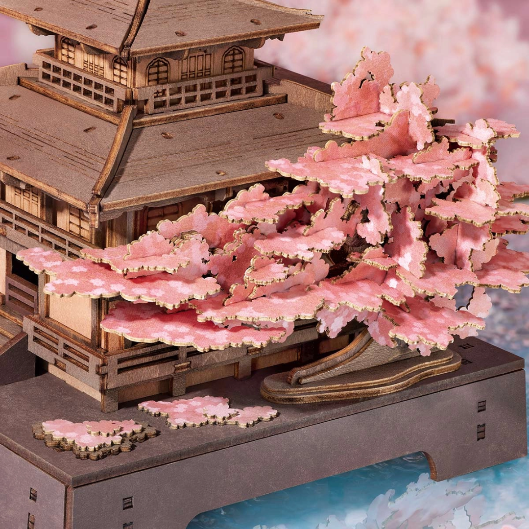 Vrstvená střecha a posuvné dveře – Sakura Pavilion – 3D puzzle Rolife, japonský zenový pavilon