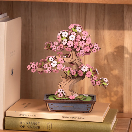 Sakura Bonsai – 3D puzzle Robotime, dřevěná dekorace s motivem japonské třešně