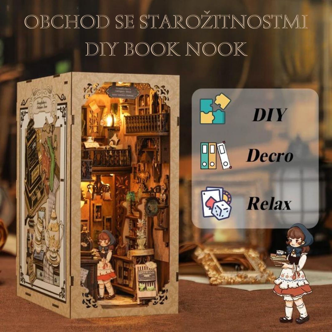 DIY Book Nook - Obchod se starožitnostmi | Cutebee 3D miniatura domu – nápad na dárek
