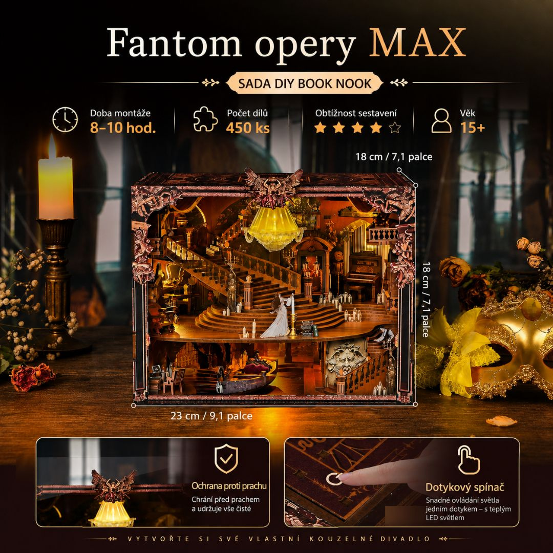 DIY Book Nook - Fantom opery MAX | MiniCity – rozměry modelu