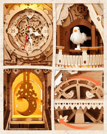 Dřevěná sada Puzzle 3D - Hodiny s kukačkou | ROKR