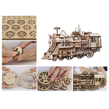 Dřevěná stavebnice Puzzle 3d - Lokomotiva | Robotime ROKR