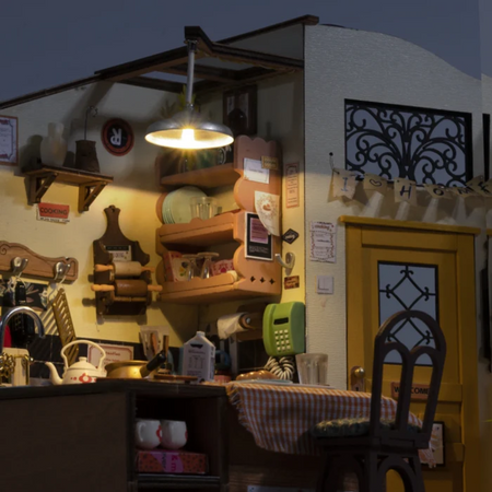 3D mini dům - útulná kuchyně a obývací pokoj
