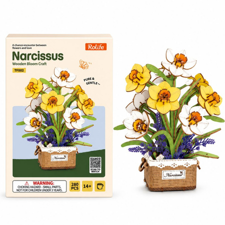 Kytice narcisů – 3D puzzle Rowood, dřevěná, neuvadne
