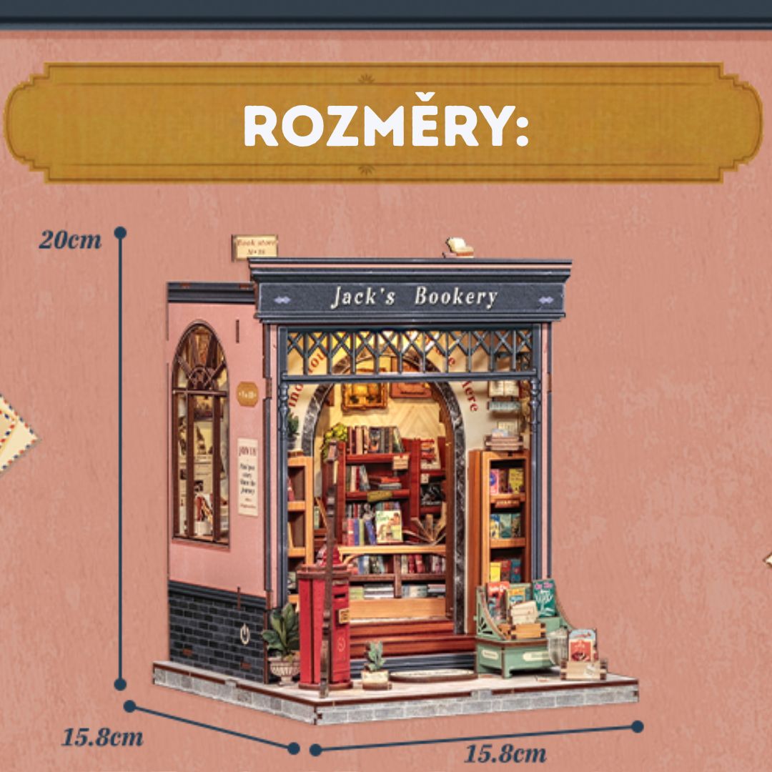 DIY Book Nook - Jack's Bookery | Cutebee – rozměry modelu