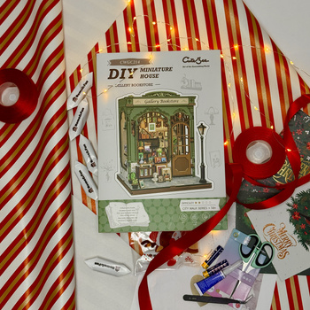 Vánoční sada Book Nook - Galerie Knihkupectví | Cutebee miniaturní 3D puzzle domeček