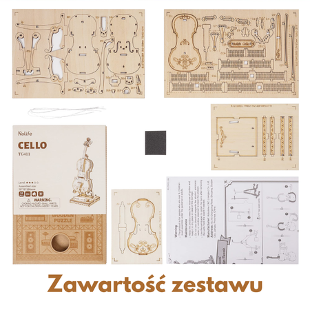 Dřevěná sada Puzzle 3D - violoncello | Cello Robotime