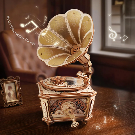 Dřevěné 3D puzzle – Gramofon | ROKR