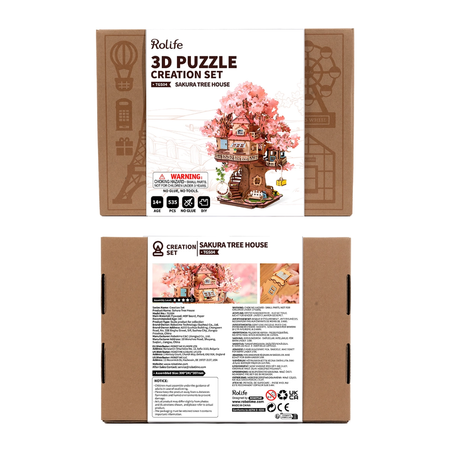 Puzzle 3D dům na stromě - Sakura Tree House | Model DIY Rolife Robotime