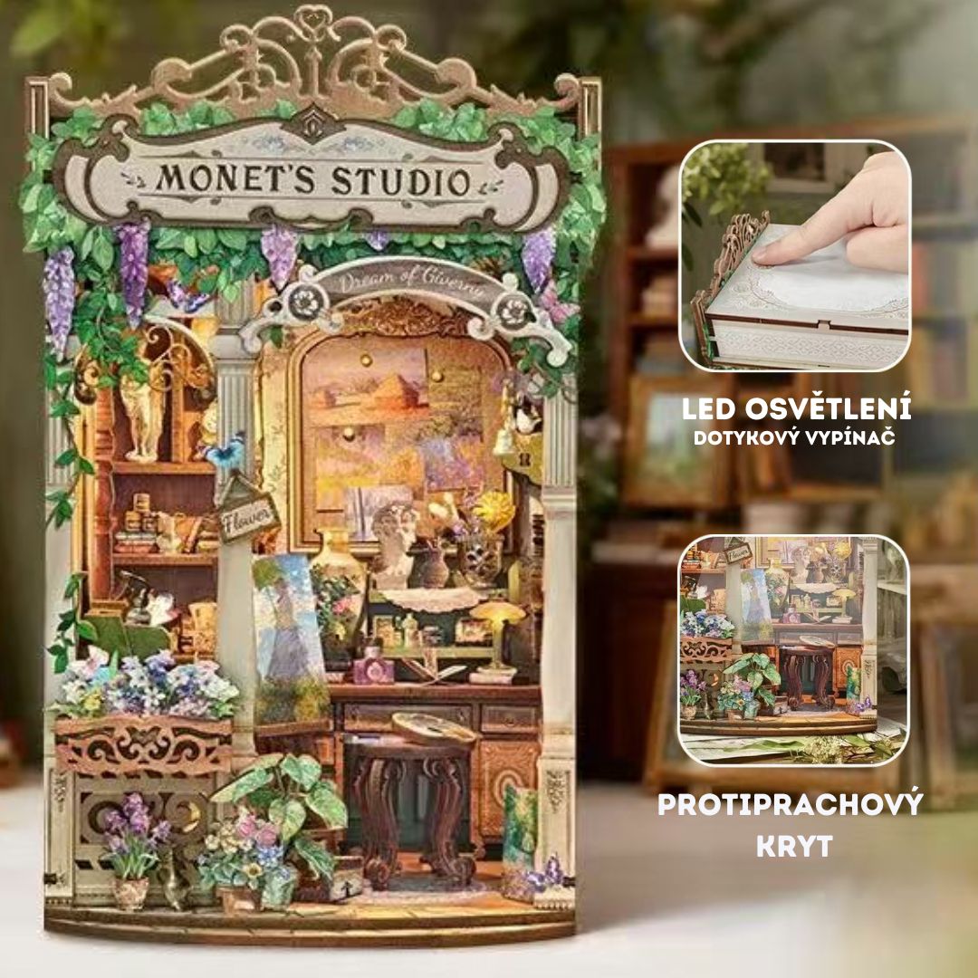 DIY Book Nook - Monet's Studio – LED osvětlení po setmění