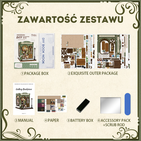 Vánoční sada Book Nook - Galerie Knihkupectví | Cutebee miniaturní 3D puzzle domeček