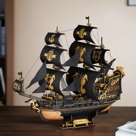 Dřevěná sada Puzzle 3D - Pirátská loď | Rokr gift dřevěné puzzle