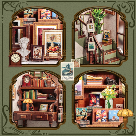 DIY Book Nook - Gallery Bookstore | Cutebee miniaturní domeček 3D puzzle