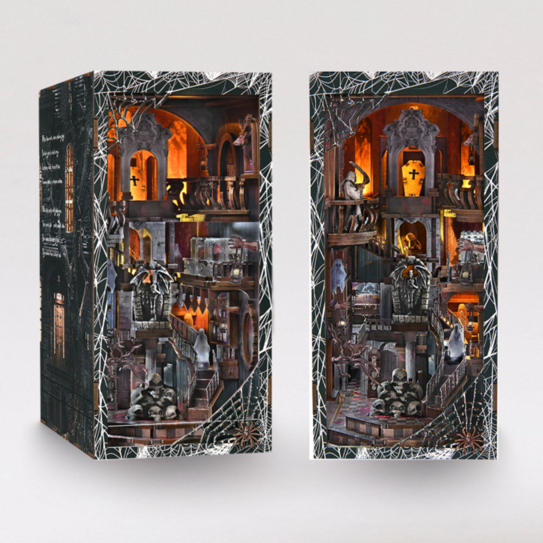 DIY Book Nook - Děsivé relikvie | Minicity – LED osvětlení po setmění