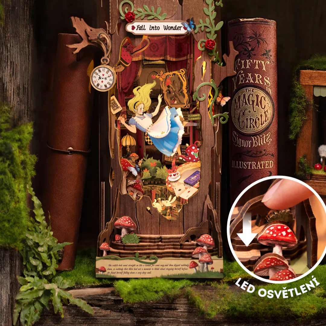DIY Book Nook - Fall Into Wonder | Rolife Miniature House – LED osvětlení po setmění