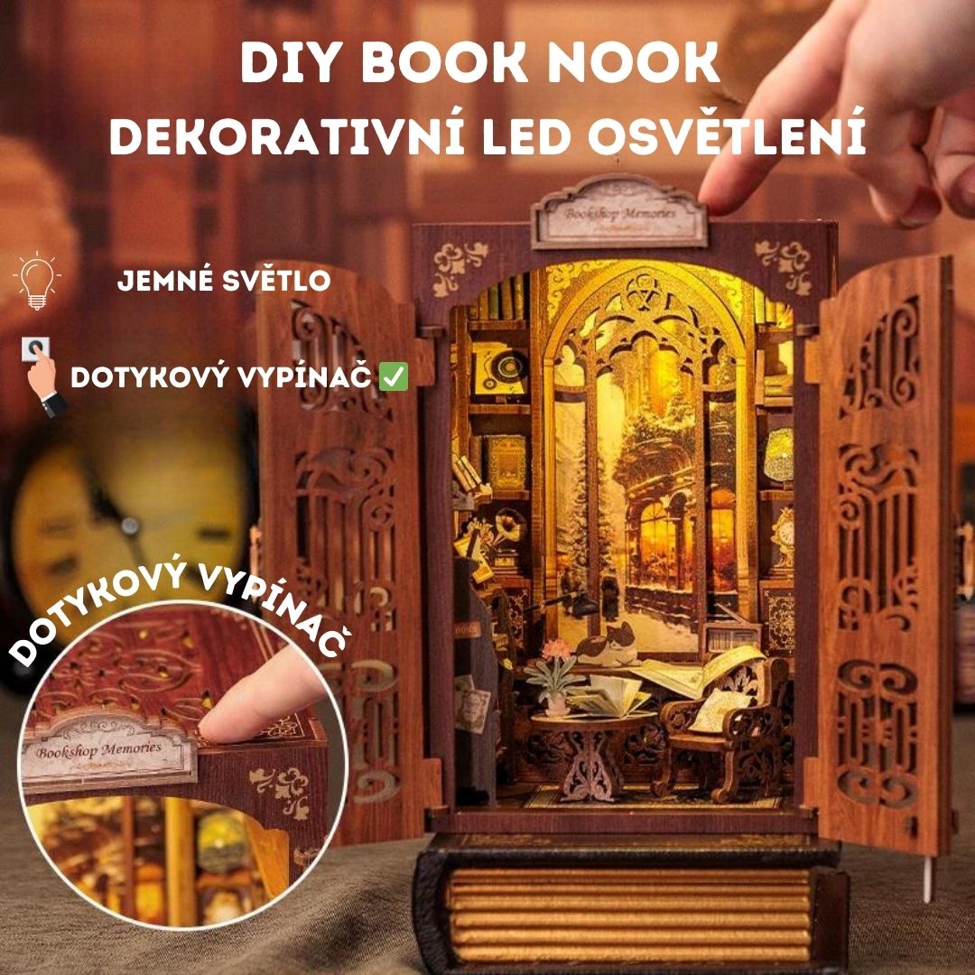 DIY Book Nook - Bookshop Memories | Cutebee – LED osvětlení po setmění