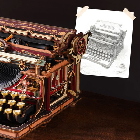 Dřevěná sada Puzzle 3D - Psací stroj Magic Version | Robotime