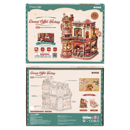 Dream Coffee Factory – 3D puzzle Rolife, kavárna s LED (593 dílků)
