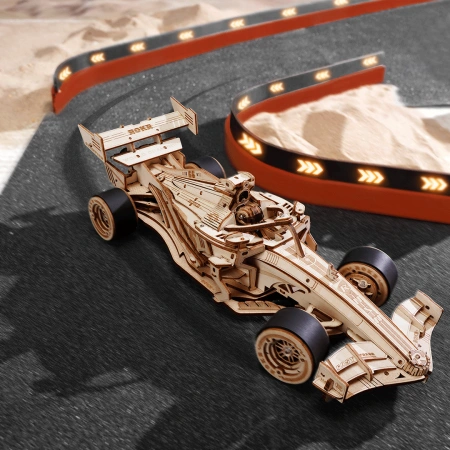 Dřevěná sada Puzzle 3D - závodní auto F1 | ROKR dřevěné puzzle dárek