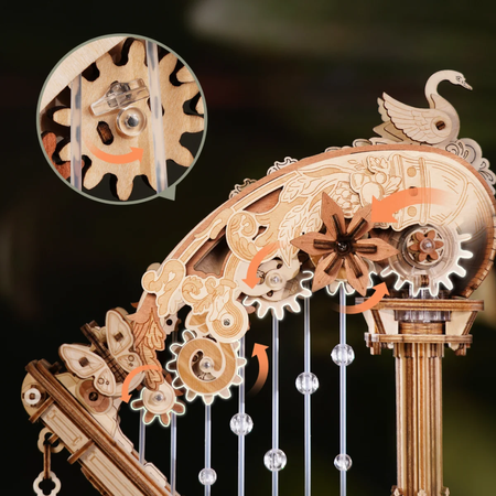 Magic Harp – 3D puzzle ROKR, hrací skříňka s labutí