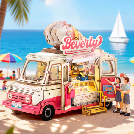 Zmrzlinový food truck Beverly's – 3D puzzle Rolife s LED
