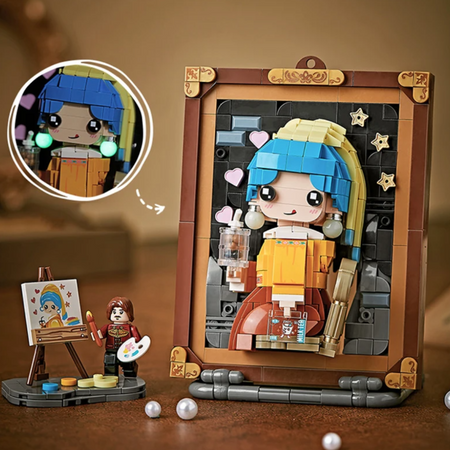 DIY 3D mini kostky - Dívka s perlou