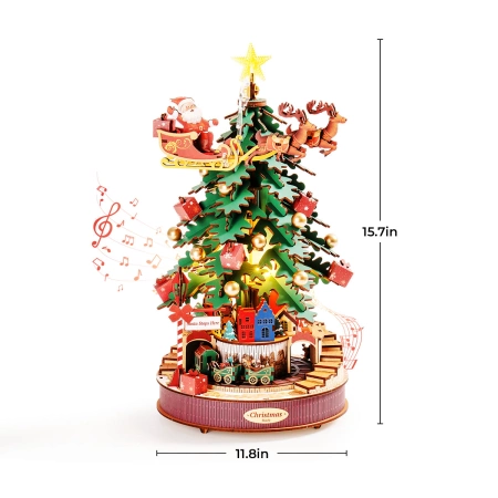 Dřevěná sada Puzzle 3D - Vánoční stromek (hrací skříňka) | Rolife