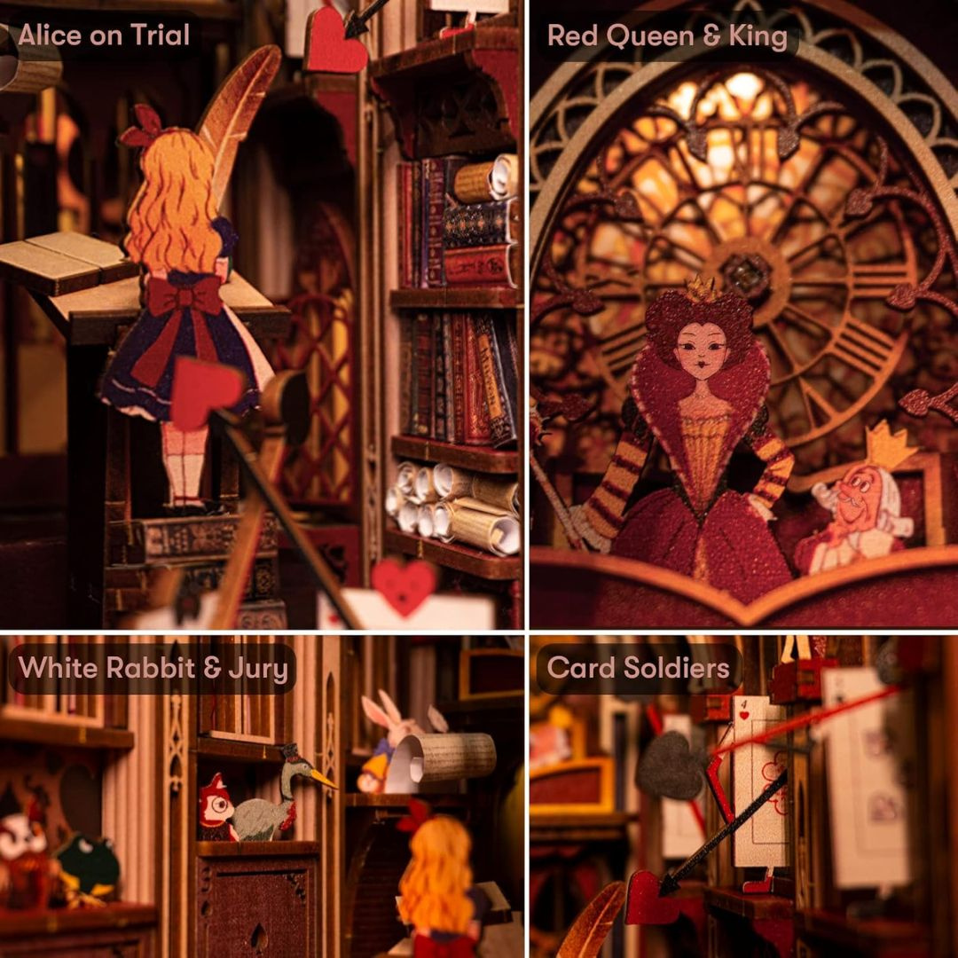 Gotická Říše divů v miniatuře – DIY Book Nook - Alenka v říši divů Alice's Evidence | MiniCity