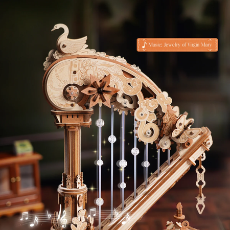 Magic Harp – 3D puzzle ROKR, hrací skříňka s labutí