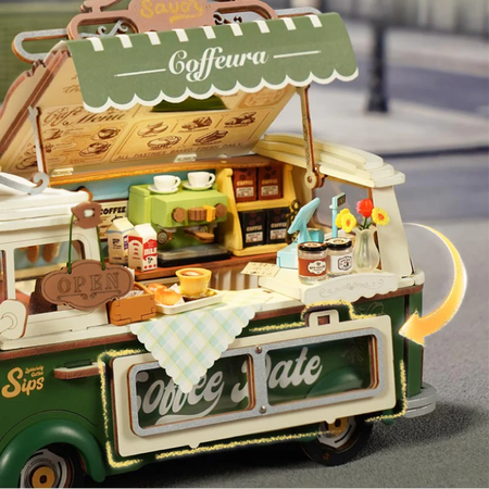 Coffee Truck Leo's – 3D puzzle Rolife, pojízdná kavárna s LED