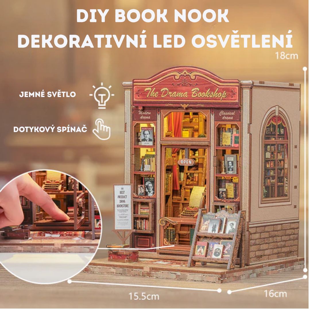 DIY Book Nook - Drama Bookshop | Cutebee – rozměry modelu