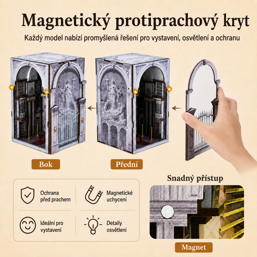 Hodiny ztišení offline – St. Charles Church – DIY Book Nook Minicity | 3D puzzle Dárek