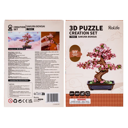 Sakura Bonsai – 3D puzzle Robotime, dřevěná dekorace s motivem japonské třešně