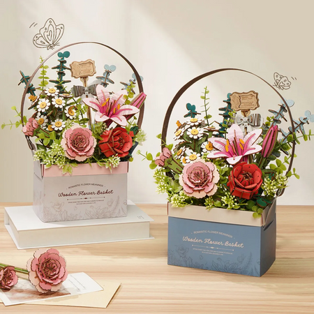 Flower Basket – 3D puzzle Robotime, kytice, která nikdy nezvadne